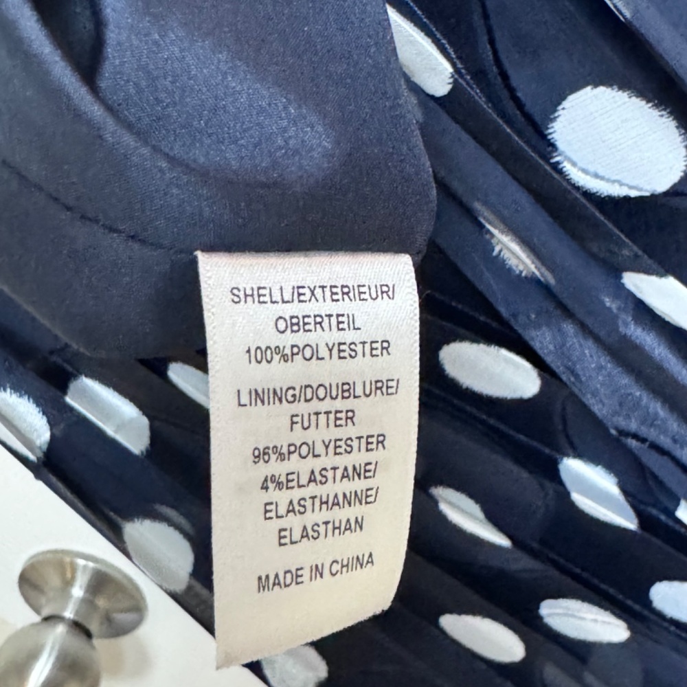 Adrianna Papell Navy Polka Dot Dress, Sleeveless Size 4 - Picture 10 of 11